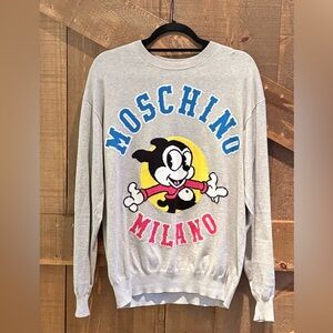 Moschino Light Gray Sweater with Cartoon Graphic